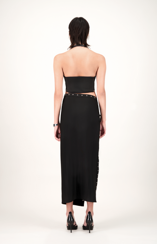 RIVET BLACK SCUBA LONG SKIRT