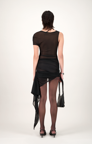 asymmetrical sheer dress Asymmetric Hem Floral Sheer Overlay Dress
